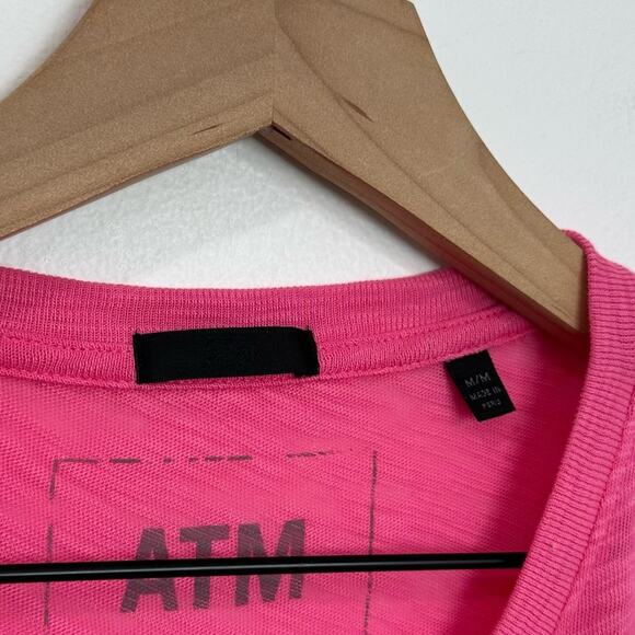 ATM Slub Jersey Cotton Tank Dress Mini Lotus Pink Barbie Beach size Medium - Picture 7 of 8